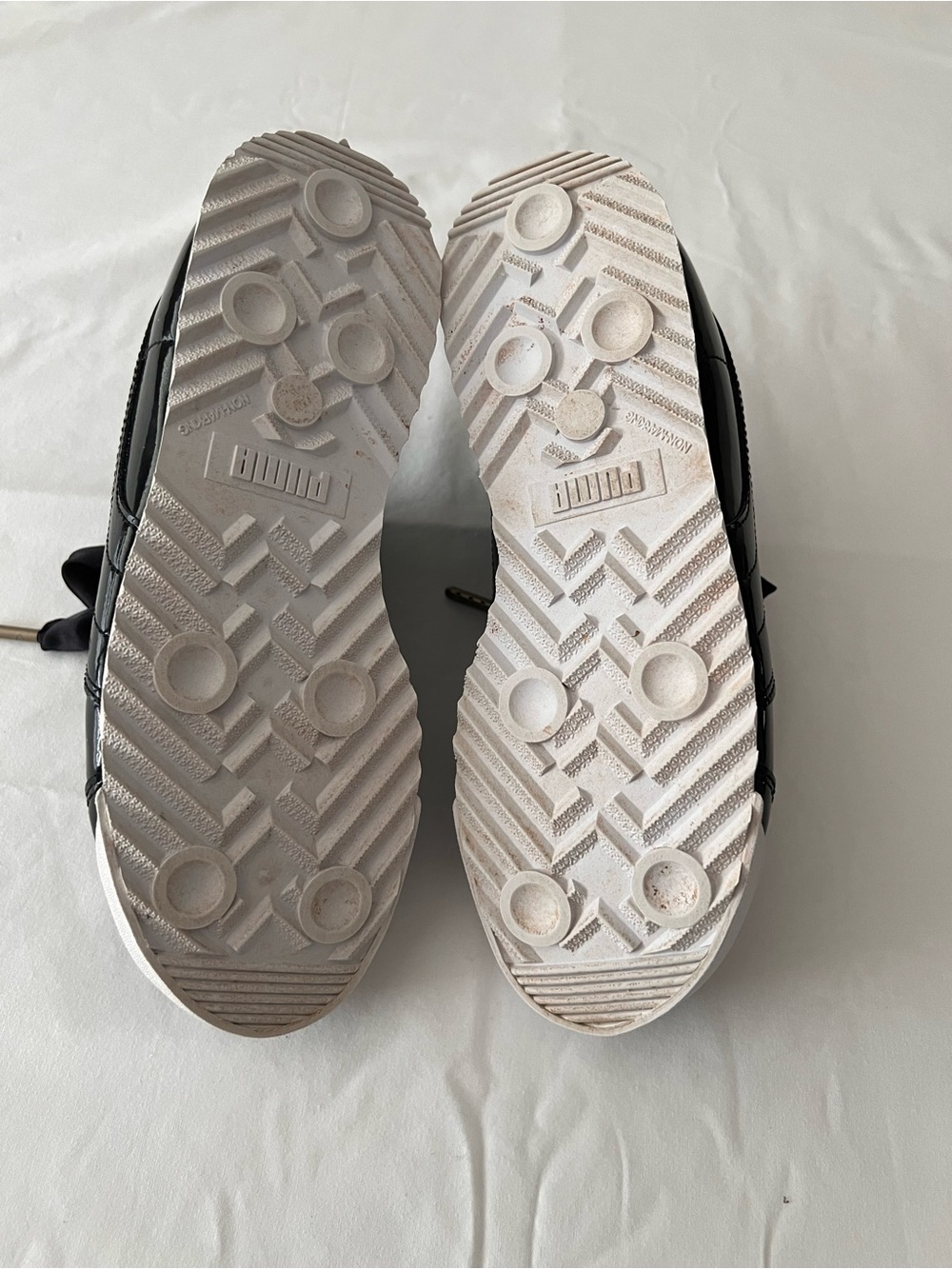 Puma Black and White Satin Ribbon Sneakers - Picture 7 of 8
